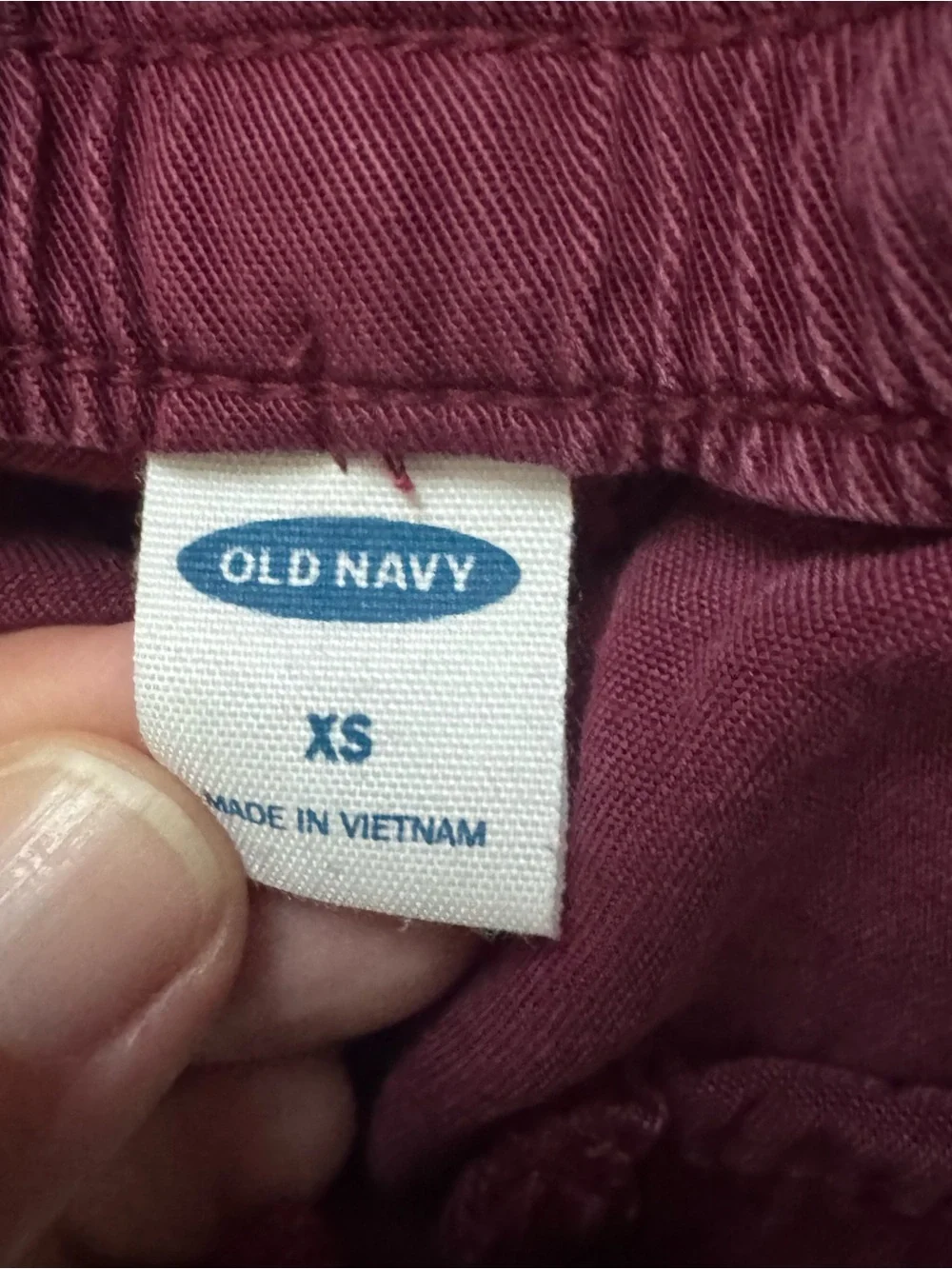 Old Navy XS Burgundy Mid-Rise Soft Twill Utility Joggers